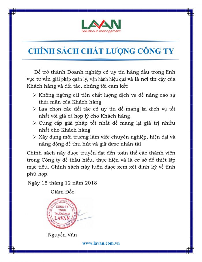 chính sách chất lượng