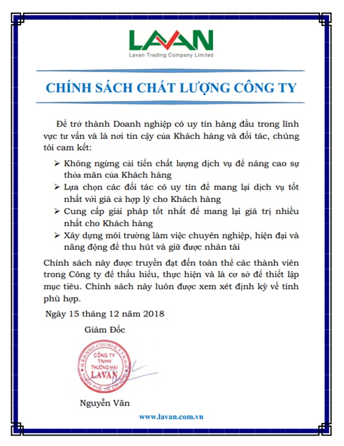 chính sách chất lượng