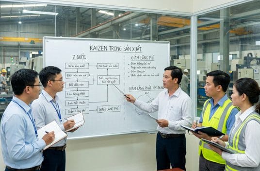 Kaizen trong sản xuất: 7 bước ứng dụng thực tế để giảm lãng phí cho nhà máy cơ khí - xây dựng